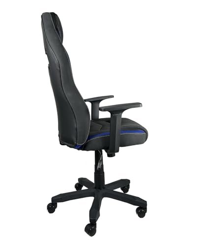 Chaise Gamer KAYELLES Ergonomique Simili Cuir Noir Bleu, Réglable & Pivotante
