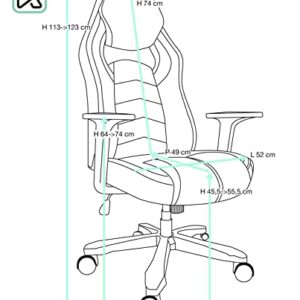 Chaise Gamer KAYELLES Ergonomique Simili Cuir Noir Bleu, Réglable & Pivotante