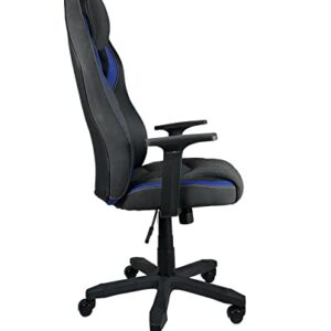 Chaise Gamer KAYELLES Ergonomique Simili Cuir Noir Bleu, Réglable & Pivotante