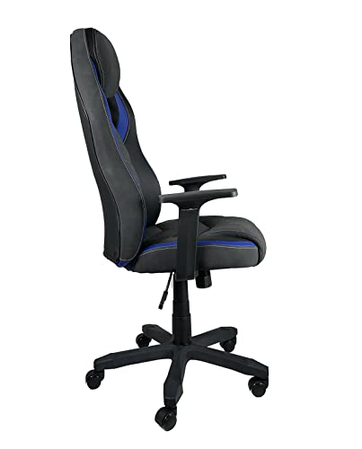 Chaise Gamer KAYELLES Ergonomique Simili Cuir Noir Bleu, Réglable & Pivotante