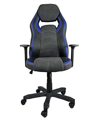 Chaise Gamer KAYELLES Ergonomique Simili Cuir Noir Bleu, Réglable & Pivotante