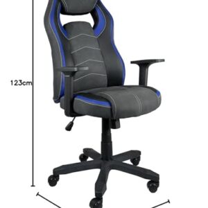 Chaise Gamer KAYELLES Ergonomique Simili Cuir Noir Bleu, Réglable & Pivotante