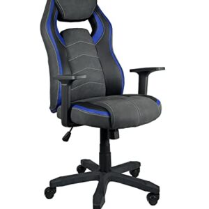 Chaise Gamer KAYELLES Ergonomique Simili Cuir Noir Bleu, Réglable & Pivotante