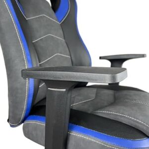 Chaise Gamer KAYELLES Ergonomique Simili Cuir Noir Bleu, Réglable & Pivotante