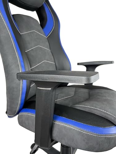 Chaise Gamer KAYELLES Ergonomique Simili Cuir Noir Bleu, Réglable & Pivotante