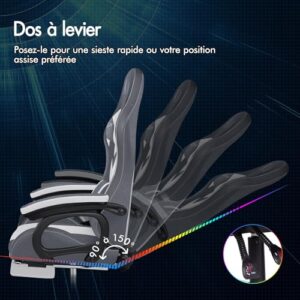 Chaise Gaming ALFORDSON LED Ergonomique avec Massage, Éclairage RVB et Support Lombaire