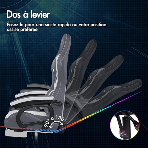 Chaise Gaming ALFORDSON LED Ergonomique avec Massage, Éclairage RVB et Support Lombaire