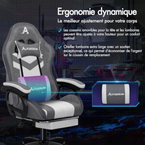 Chaise Gaming ALFORDSON LED Ergonomique avec Massage, Éclairage RVB et Support Lombaire