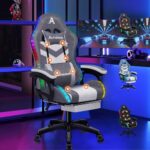 Chaise Gaming ALFORDSON LED Ergonomique avec Massage, Éclairage RVB et Support Lombaire
