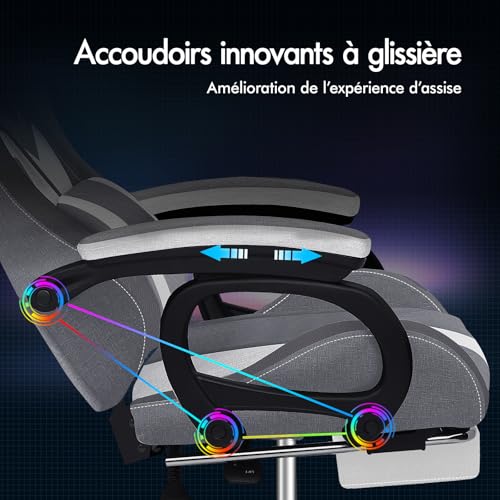 Chaise Gaming ALFORDSON LED Ergonomique avec Massage, Éclairage RVB et Support Lombaire