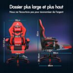 Chaise Gaming Alfordson Ergonomique Rouge & Noir avec LED et Massages