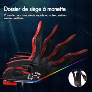 Chaise Gaming Alfordson Ergonomique Rouge & Noir avec LED et Massages