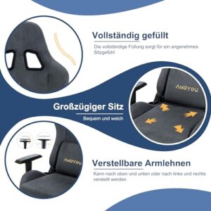 Chaise Gaming Andyou Ergonomique avec Repose-Pieds et Coussin Lombaire – Gris