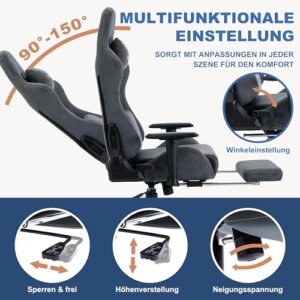 Chaise Gaming Andyou Ergonomique avec Repose-Pieds et Coussin Lombaire – Gris