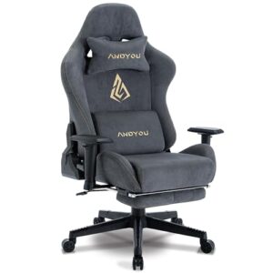 Chaise Gaming Andyou Ergonomique avec Repose-Pieds et Coussin Lombaire – Gris