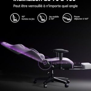 Chaise Gaming AutoFull C301 Ergonomique avec Repose-Pieds et Ajustements