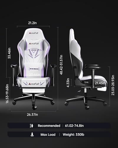 Chaise Gaming AutoFull C301 Ergonomique avec Repose-Pieds et Ajustements