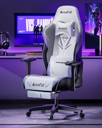 Chaise Gaming AutoFull C301 Ergonomique avec Repose-Pieds et Ajustements