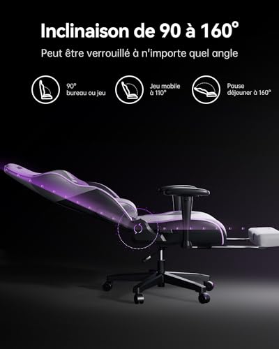 Chaise Gaming AutoFull C301 Ergonomique avec Repose-Pieds et Ajustements