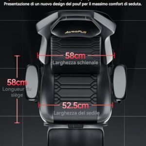 Chaise Gaming AutoFull M5 Ergonomique avec Repose-Pieds et Accoudoirs 4D Noir
