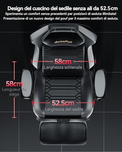 Chaise Gaming AutoFull M5 Ergonomique avec Repose-Pieds et Accoudoirs 4D Noir