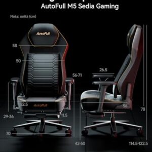 Chaise Gaming AutoFull M5 Ergonomique avec Repose-Pieds et Accoudoirs 4D Noir