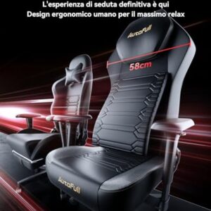 Chaise Gaming AutoFull M5 Ergonomique avec Repose-Pieds et Accoudoirs 4D Noir