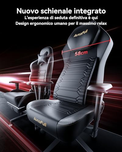 Chaise Gaming AutoFull M5 Ergonomique avec Repose-Pieds et Accoudoirs 4D Noir