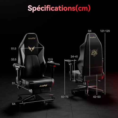 Chaise Gaming AutoFull M6 Ergonomique avec Chauffage et Repose-Pieds Réglable