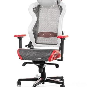 Chaise Gaming DXRacer Air R1S – Maille, Blanc-Rouge-Noir-Gris, Jusqu’à 2m