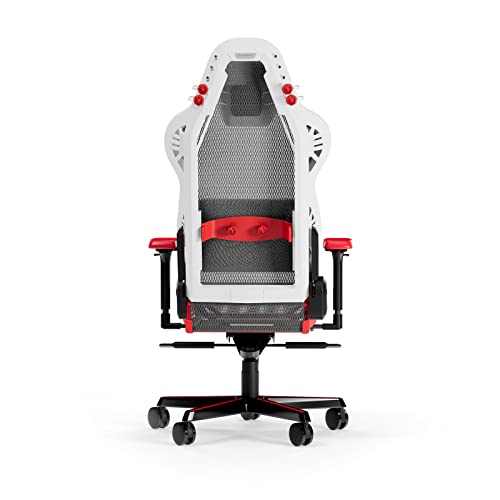 Chaise Gaming DXRacer Air R1S – Maille, Blanc-Rouge-Noir-Gris, Jusqu’à 2m