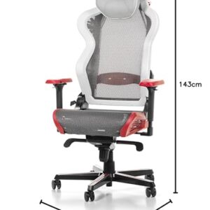 Chaise Gaming DXRacer Air R1S – Maille, Blanc-Rouge-Noir-Gris, Jusqu’à 2m