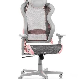 Chaise Gaming DXRacer Air R1S – Nylon Gris-Rose pour Joueurs jusqu’à 2m