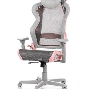 Chaise Gaming DXRacer Air R1S – Nylon Gris-Rose pour Joueurs jusqu’à 2m
