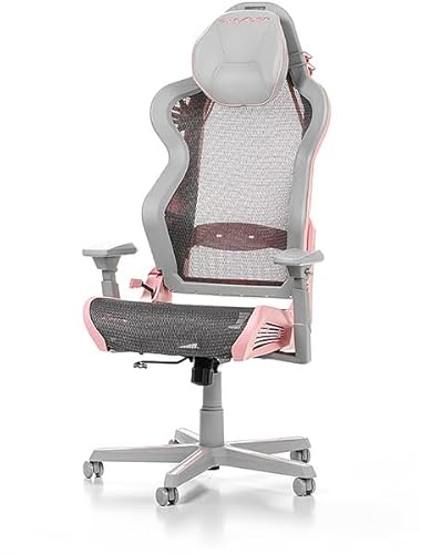Chaise Gaming DXRacer Air R1S – Nylon Gris-Rose pour Joueurs jusqu’à 2m
