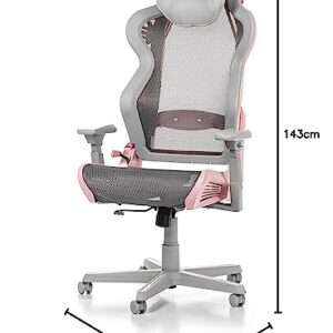 Chaise Gaming DXRacer Air R1S – Nylon Gris-Rose pour Joueurs jusqu’à 2m