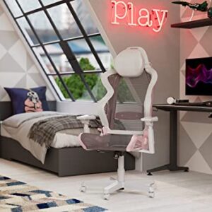 Chaise Gaming DXRacer Air R1S – Nylon Gris-Rose pour Joueurs jusqu’à 2m