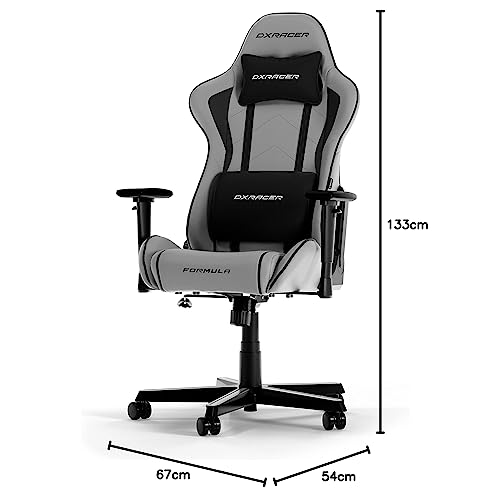 Chaise Gaming DXRacer FORMULA L Gris & Noir en PVC Cuir Original