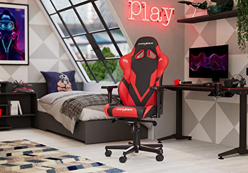 Chaise Gaming DXRacer Gladiator G001 Noir-Rouge, Simili Cuir, Jusqu’à 2m