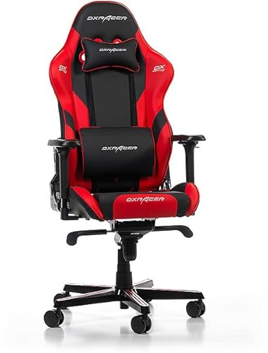 Chaise Gaming DXRacer Gladiator G001 Noir-Rouge, Simili Cuir, Jusqu’à 2m