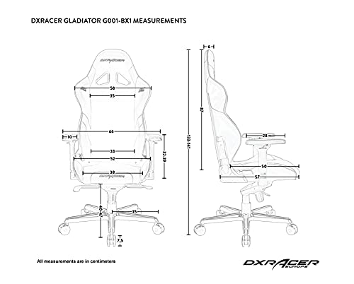 Chaise Gaming DXRacer Gladiator G001 Noir-Rouge, Simili Cuir, Jusqu’à 2m