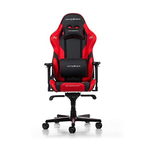 Chaise Gaming DXRacer Gladiator G001 Noir-Rouge, Simili Cuir, Jusqu’à 2m