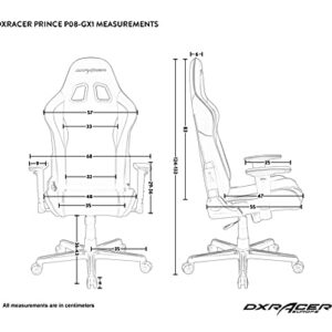 Chaise Gaming DXRacer Prince P08 – Similicuir Noir-Gris, Jusqu’à 1,85 m
