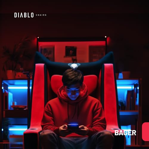 Chaise Gaming Diablo Bager Tissu Gonflable avec Pompe et Coussins Réglables