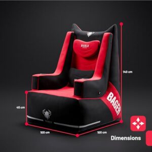 Chaise Gaming Diablo Bager Tissu Gonflable avec Pompe et Coussins Réglables