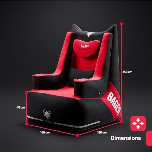 Chaise Gaming Diablo Bager Tissu Gonflable avec Pompe et Coussins Réglables