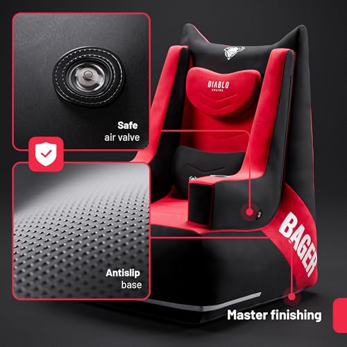 Chaise Gaming Diablo Bager Tissu Gonflable avec Pompe et Coussins Réglables