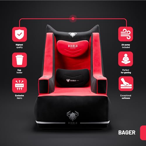 Chaise Gaming Diablo Bager Tissu Gonflable avec Pompe et Coussins Réglables