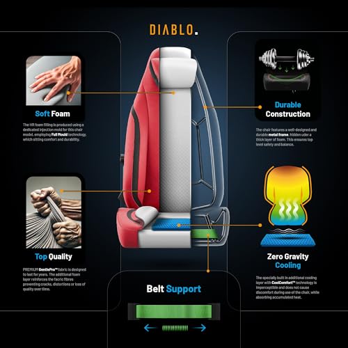 Chaise Gaming Diablo X.Eye Prime – Fauteuil PC Rouge avec Oreiller Magnétique