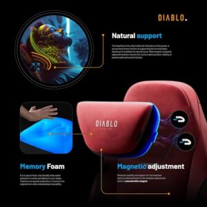 Chaise Gaming Diablo X.Eye Prime – Fauteuil PC Rouge avec Oreiller Magnétique